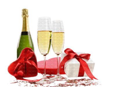 valentine-champagne-flaska-glas-blommor-deco-minou52 - png ฟรี