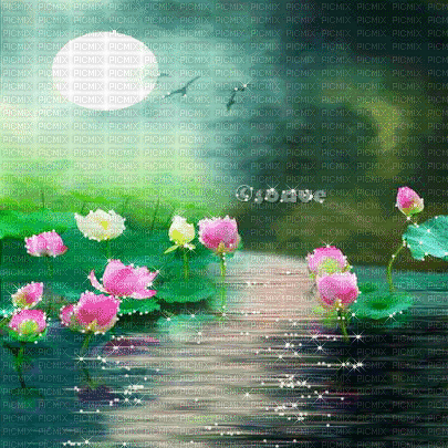 soave background  animated   flowers pink green - GIF animé gratuit