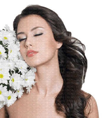 woman with flowers bp - png ฟรี