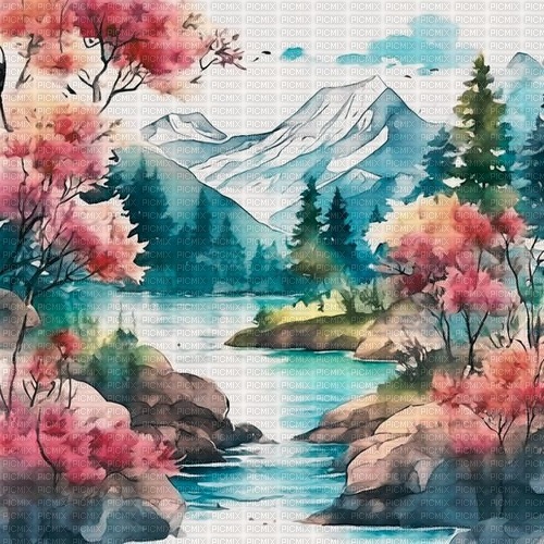 watercolor painting landscape background - δωρεάν png