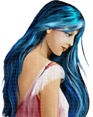 Mujer pelo azul by EstrellaCristal - Δωρεάν κινούμενο GIF