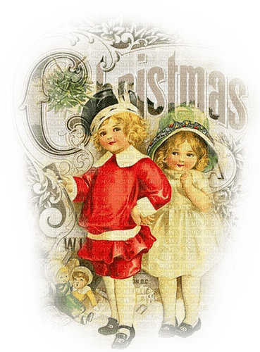soave children boy girl friends vintage christmas - δωρεάν png