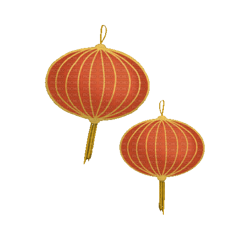 orange Asian lanterns deco - Nemokamas animacinis gif
