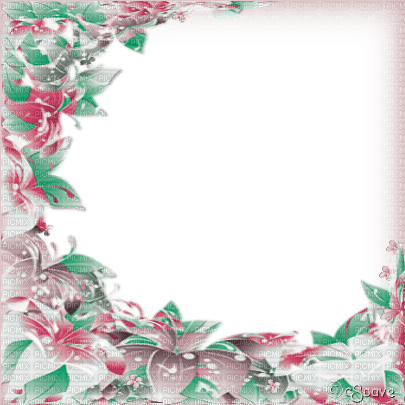 soave frame spring flowers circle pink green - PNG gratuit