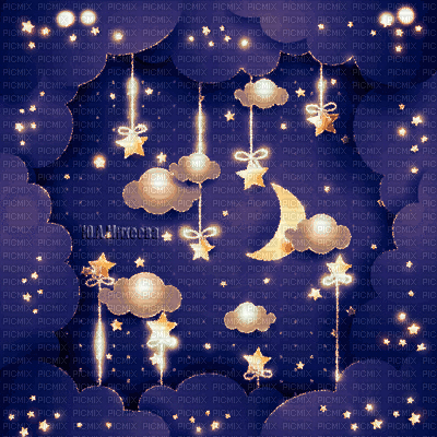 Y.A.M._Night, moon, stars background - Бесплатни анимирани ГИФ