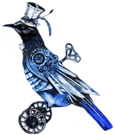 soave deco steampunk bird blue - Free PNG