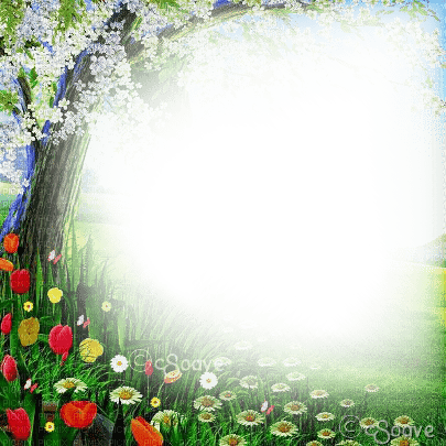 soave frame spring easter flowers green red yellow - ücretsiz png