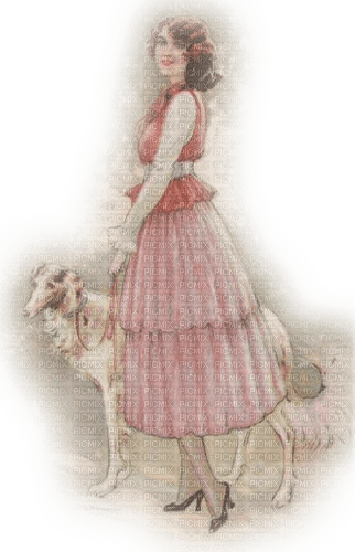 dolceluna vintage woman femme pink dog - darmowe png