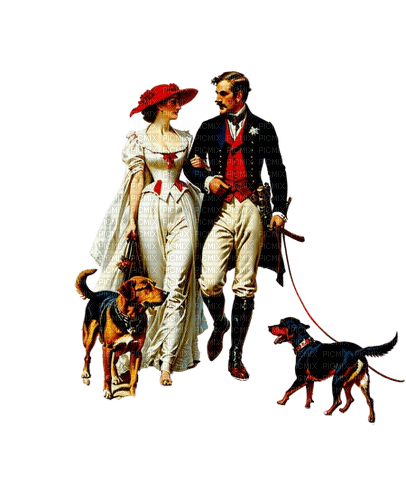 loly33 couple chien vintage - Free PNG