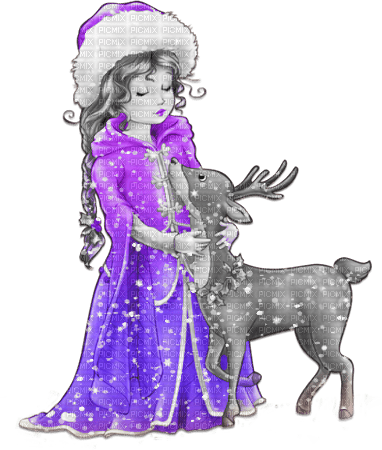 soave woman girl vintage christmas winter animals - PNG gratuit
