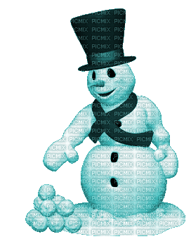 snowman turqouise  gif bonhomme de neige - Darmowy animowany GIF