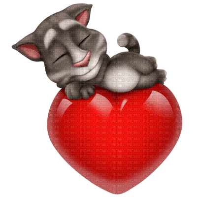 Kaz_Creations Cartoon Cat Love Heart - ingyenes png
