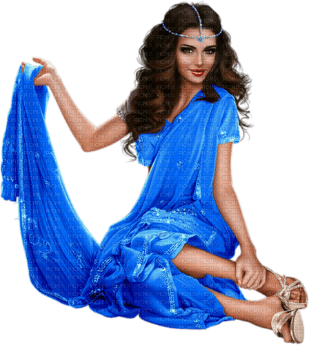 summer woman in blue by nataliplus - ücretsiz png