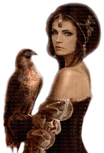 woman with falcon by nataliplus - zdarma png