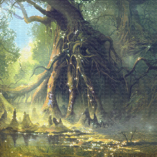 Y.A.M._Fantasy forest background - GIF animé gratuit