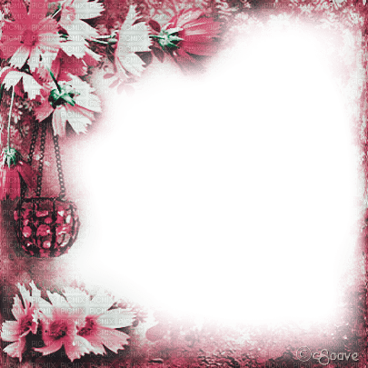 soave frame autumn flowers pink green - ilmainen png