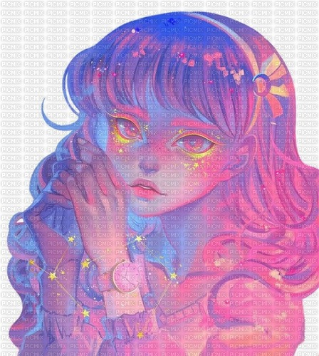 Pastel goth art manga girl - PNG gratuit