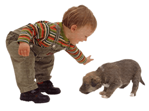 child boy with animal dog susnhine3 - Free PNG