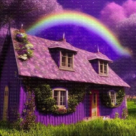 Cottage With Rainbow - png gratuito