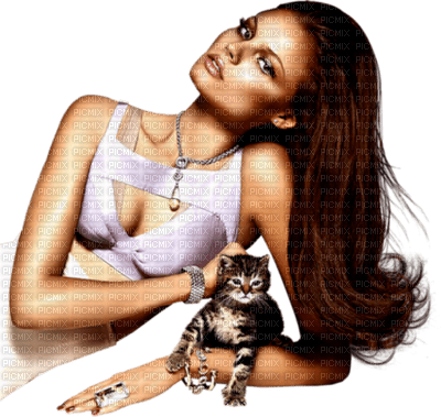 woman with cat - ilmainen png