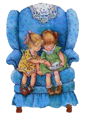 Little Girls Sitting in a Chair - GIF animado grátis