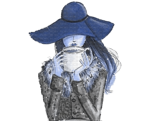 dolceluna woman fashion blue coffe gif glitter - 無料のアニメーション GIF