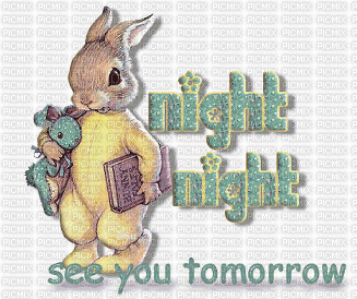 good nigth-animated-text-rabbit - Bezmaksas animēts GIF