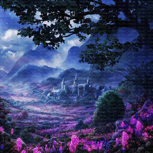 Y.A.M._Fantasy landscape castle background - zdarma png