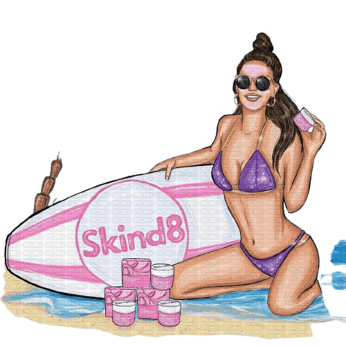 kikkapink woman summer surf - png ฟรี