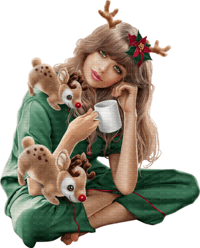 Women. Christmas. Coffee. Leila - δωρεάν png