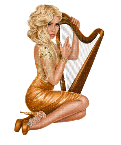 loly33 femme musique harpe - 無料png