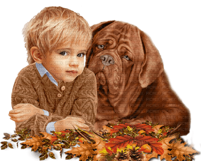 Kaz_Creations Children-Autumn-Dog - zadarmo png