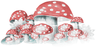 soave deco mushrooms pink teal - PNG gratuit