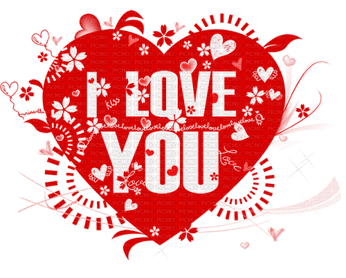 I Love You.Text.Hearts.White.Red - png gratis