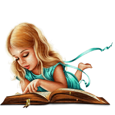 flicka-barn-bok - Free PNG