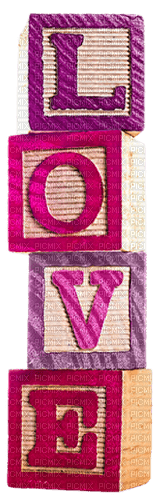 Blocks.Love.Text.Beige.White.Pink.Purple - 免费PNG