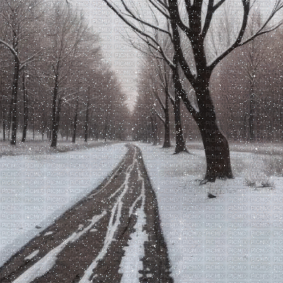 Snowy Road - Zdarma animovaný GIF