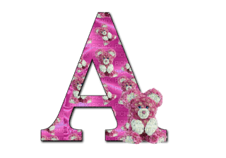 Kaz_Creations Alphabets Pink Teddy Letter A - zadarmo png