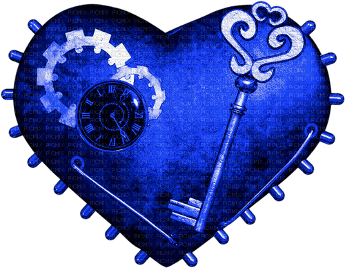 Steampunk.Heart.Blue - PNG gratuit