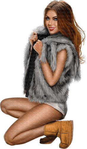 Woman. Fur coat. Leila - PNG gratuit
