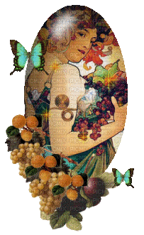 art nouveau fruit lady - Bezmaksas animēts GIF