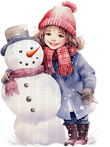 sm3 child red winter snowman png image - 免费PNG
