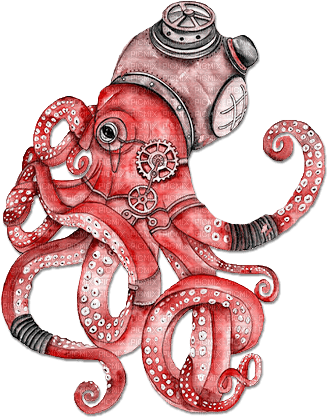 soave deco steampunk octopus pink - 免费PNG