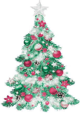 soave deco tree animated christmas pink green - Ücretsiz animasyonlu GIF