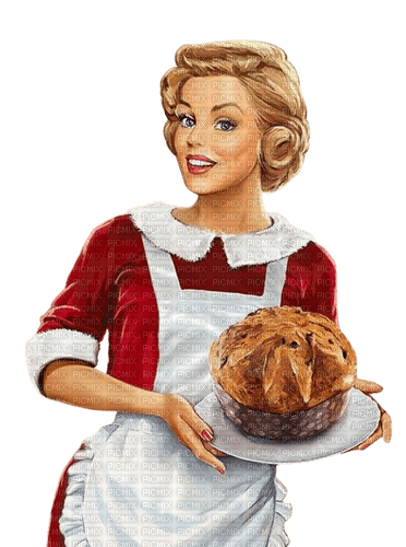 vintage woman red cooking - 無料png