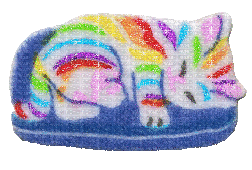 rainbow glitter cat sticker - GIF animado grátis