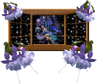 fairy window with flowers - Gratis animeret GIF