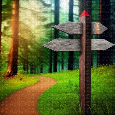 Forest with Signpost - фрее пнг