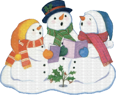 Singing Snowmen - GIF animate gratis
