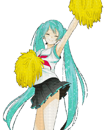 Hatsune Miku cheerleader - Free animated GIF